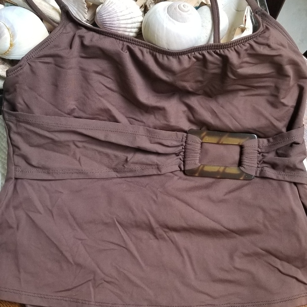 Anne cole tankini 10 Brown with buckle accent.